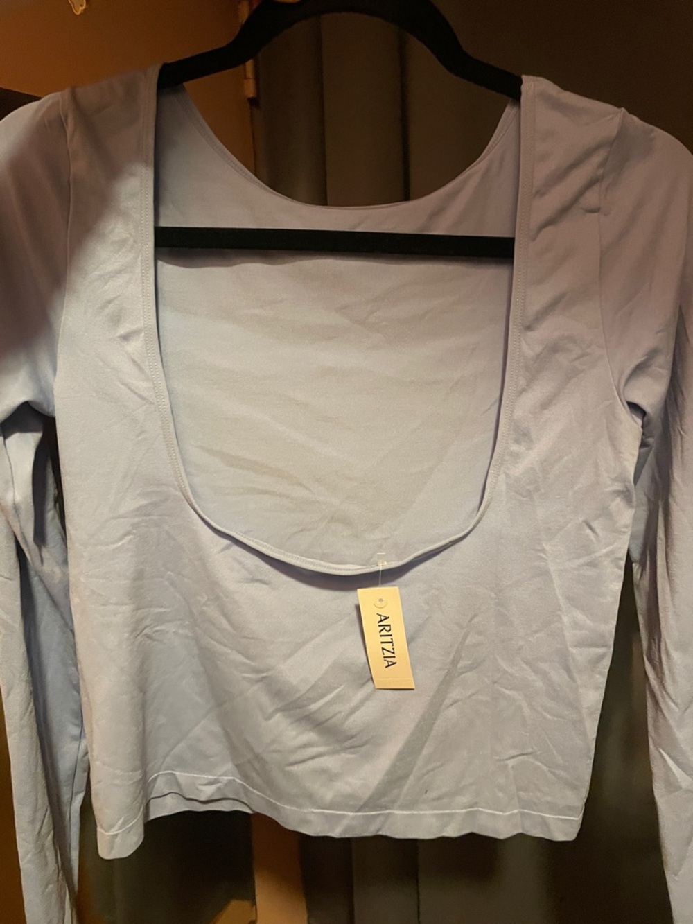 New Aritzia Seamless Light Blue Long Sleeve Women's Top - Classic Scoop Back